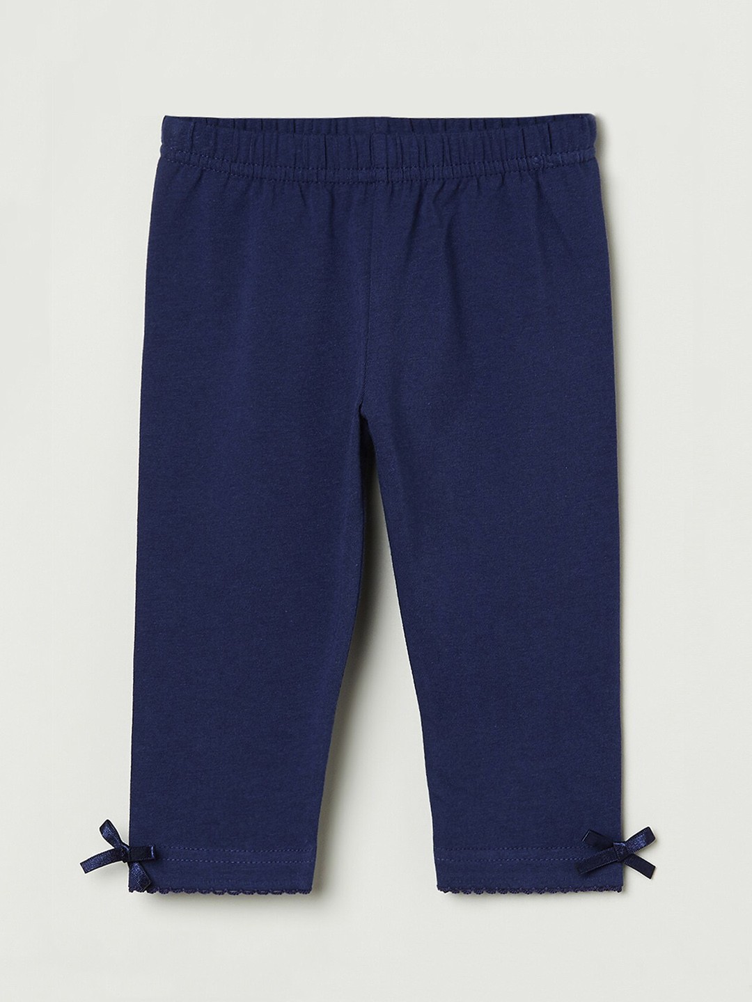 

max Girls Navy Blue Solid Ankle-Length Leggings