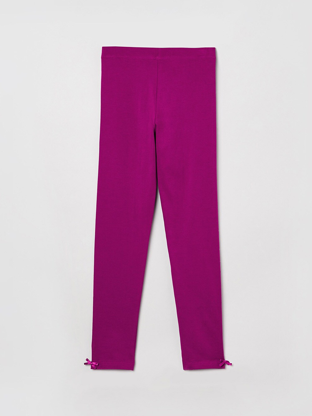 

max Girls Purple Solid Ankle-Length Cotton Leggings