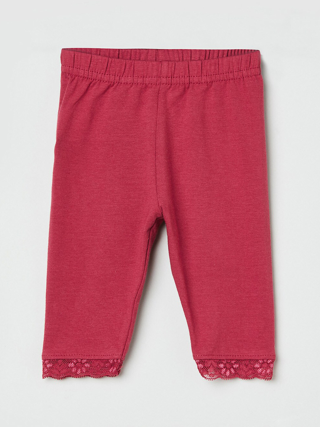 

max Girls Maroon Solid Cotton Ankle-Length Leggings