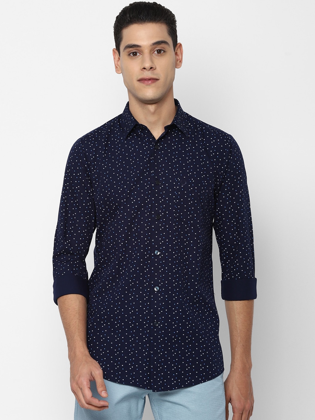 

Allen Solly Men Navy Blue Slim Fit Opaque Printed Casual Shirt