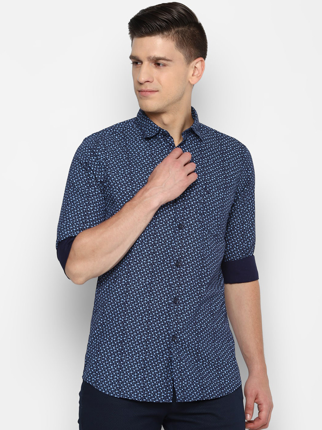 

Allen Solly Men Navy Blue Slim Fit Opaque Printed Casual Shirt