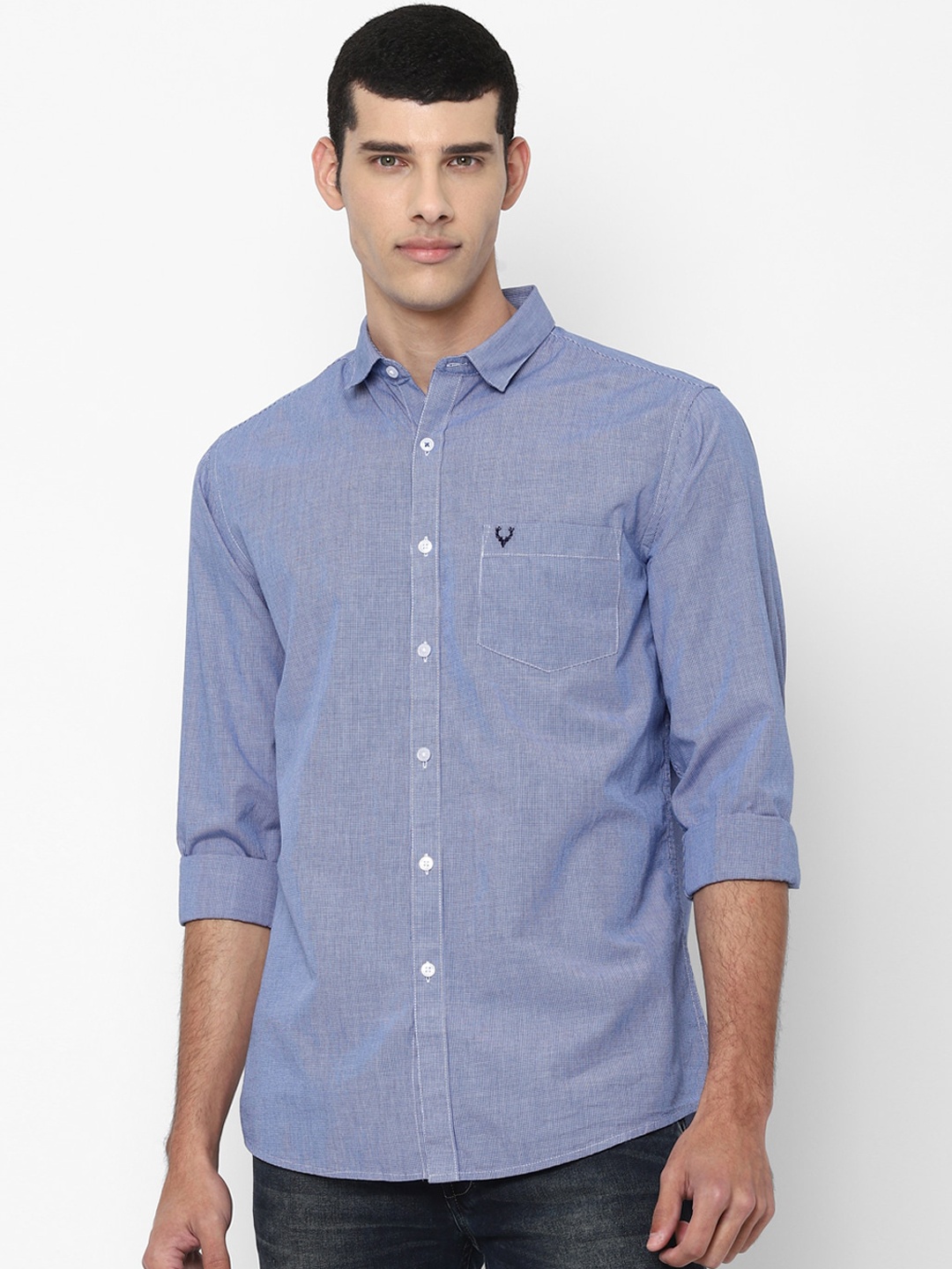 

Allen Solly Men Blue Slim Fit Micro Checks Opaque Checked Casual Shirt