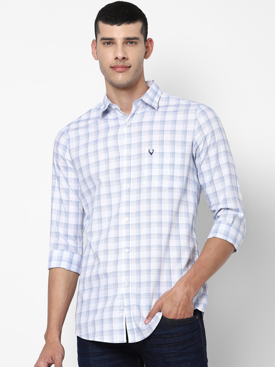 

Allen Solly Men Blue Slim Fit Opaque Checked Casual Shirt