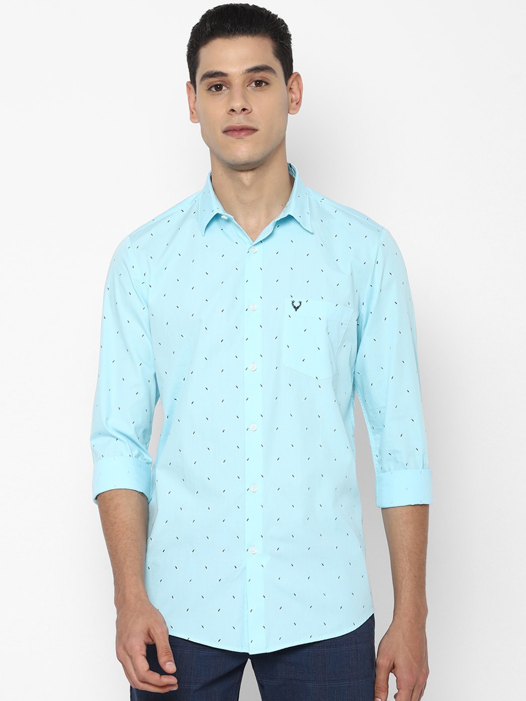 

Allen Solly Men Blue & Black Slim Fit Opaque Printed Pure Cotton Casual Shirt