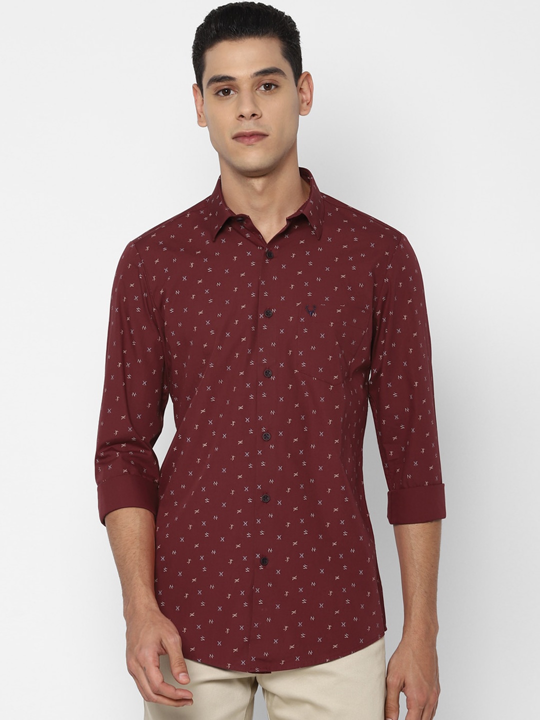 

Allen Solly Men Maroon Slim Fit Opaque Printed Casual Shirt