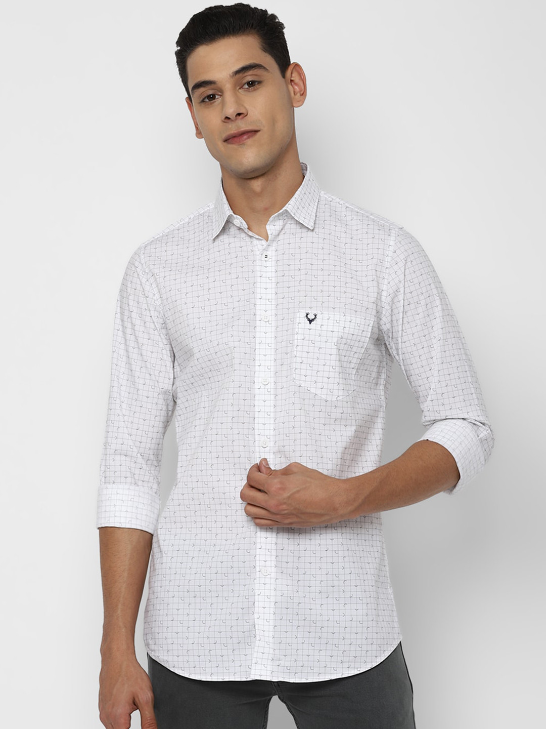 

Allen Solly Men White Slim Fit Opaque Printed Casual Shirt
