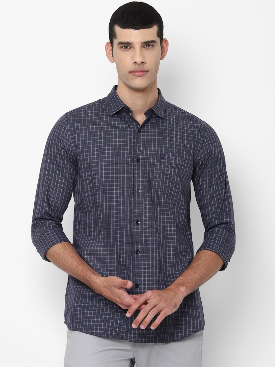 

Allen Solly Men Navy Blue Slim Fit Opaque Checked Casual Shirt