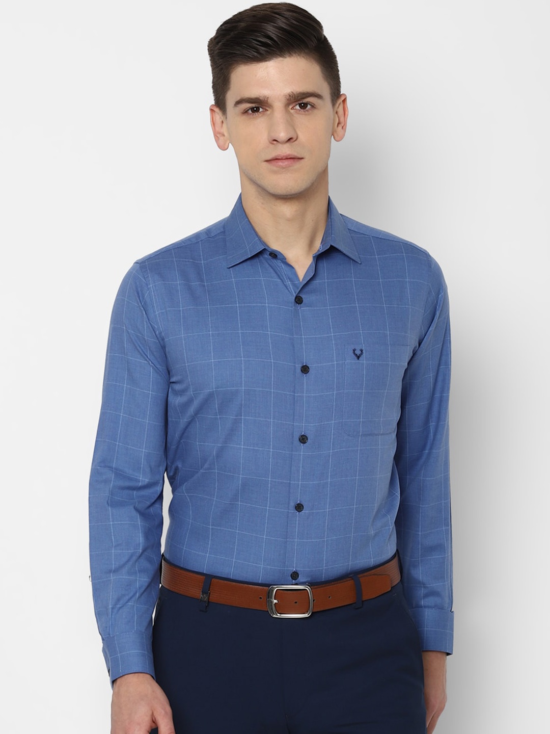 

Allen Solly Men Blue Slim Fit Checked Formal Shirt