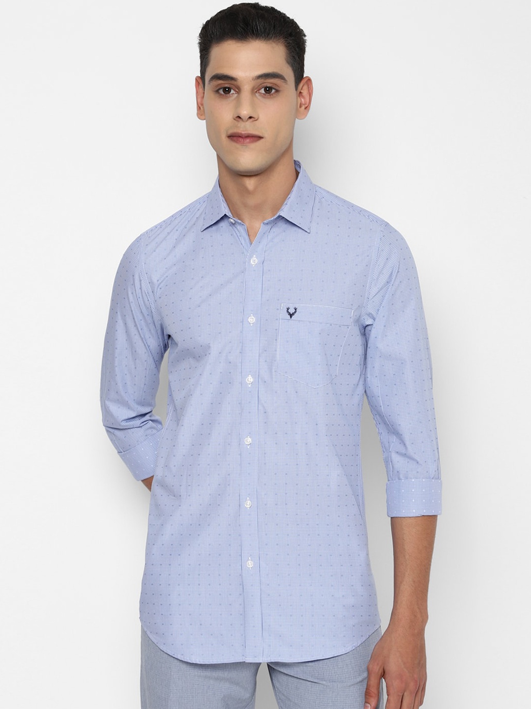 

Allen Solly Men Blue Slim Fit Micro Checks Opaque Checked Casual Shirt