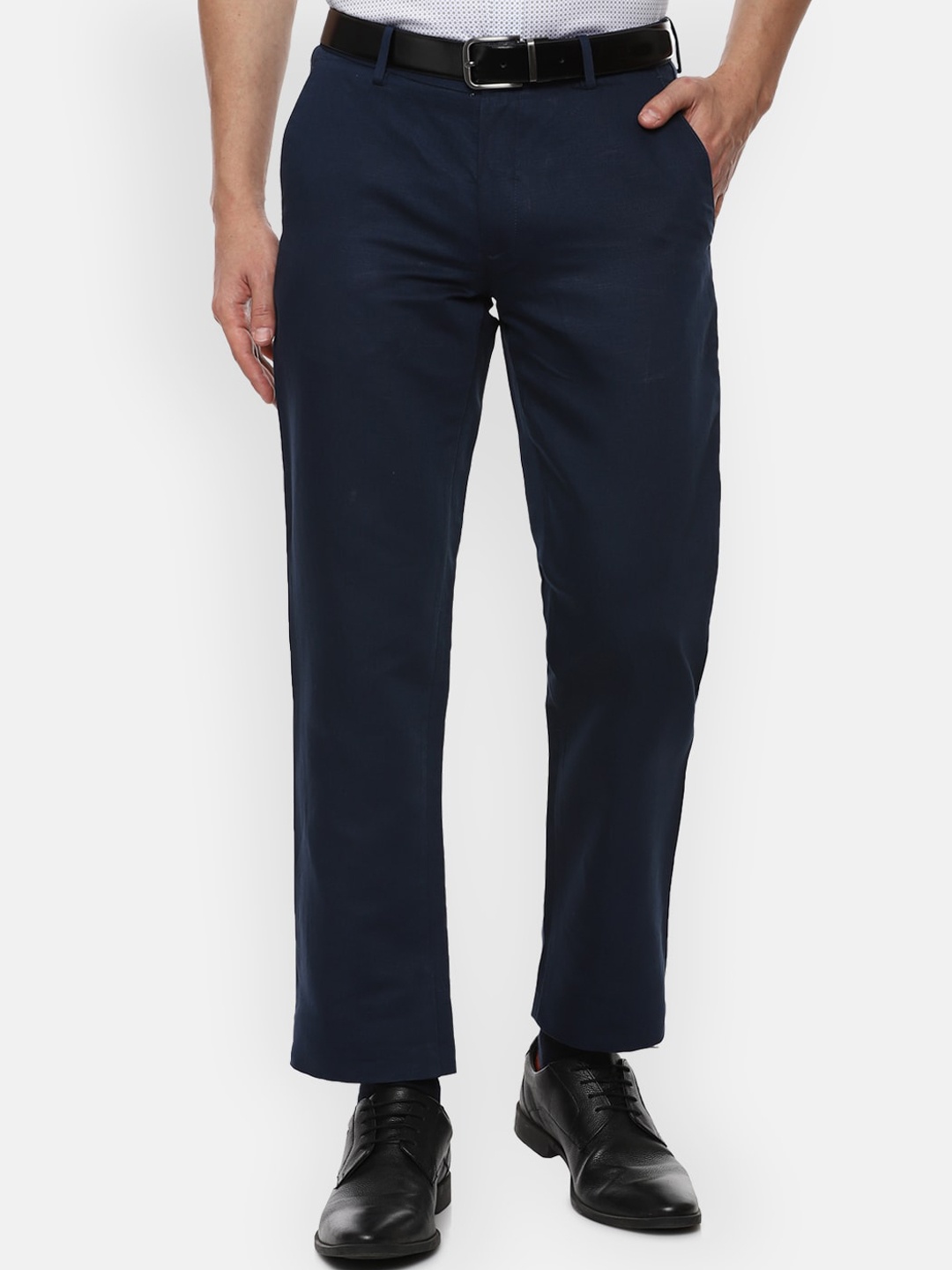 

Louis Philippe Men Navy Blue Slim Fit Formal Trousers