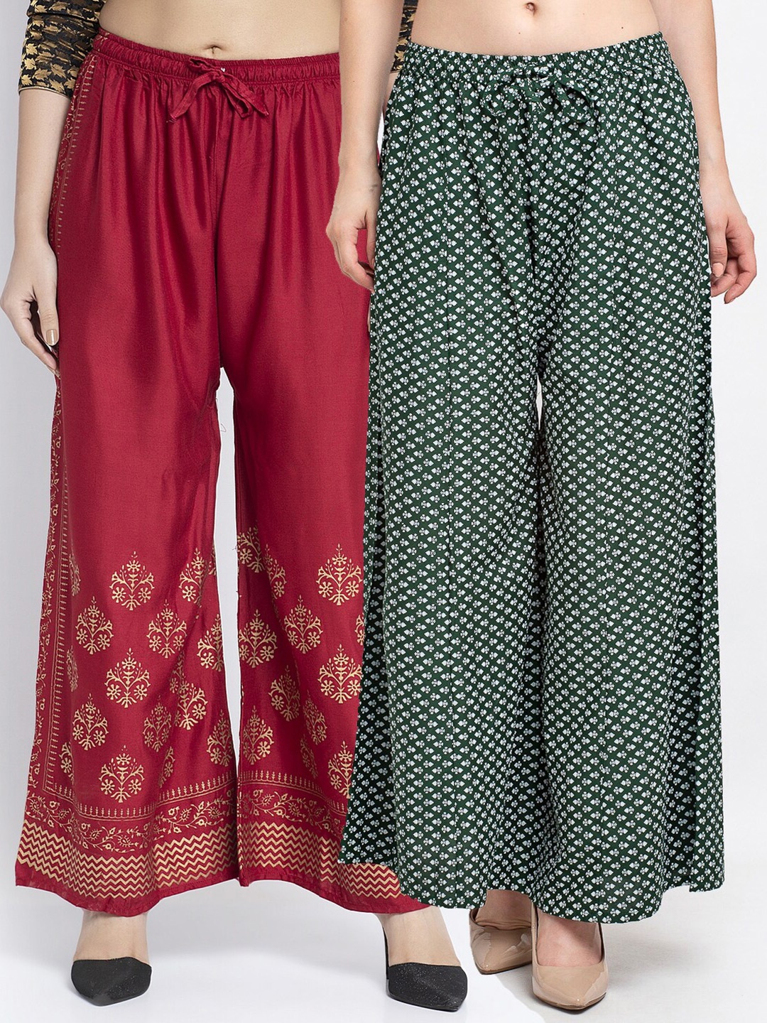 

GRACIT Women Maroon & Green Set of 2 Ethnic Motifs Printed Palazzos