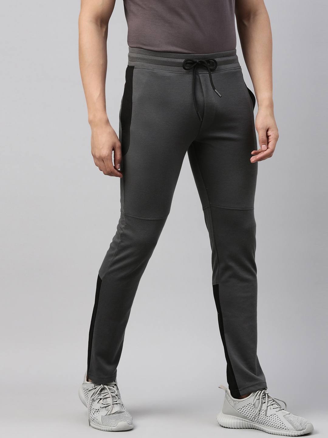 

Joven Men Charcoal Grey Solid Cotton Trackpants