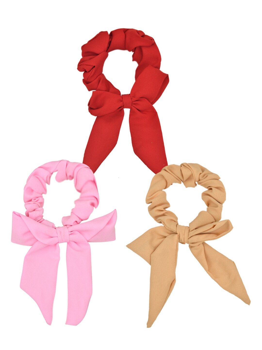 

FUNKRAFTS Girls Pack Of 3 Hair Scarf Scrunchie with Bow Ponytail Holder, Red