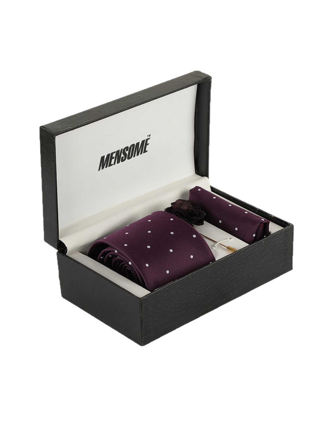 

MENSOME Men Burgundy & White Polka Dot Printed Accessory Gift Set