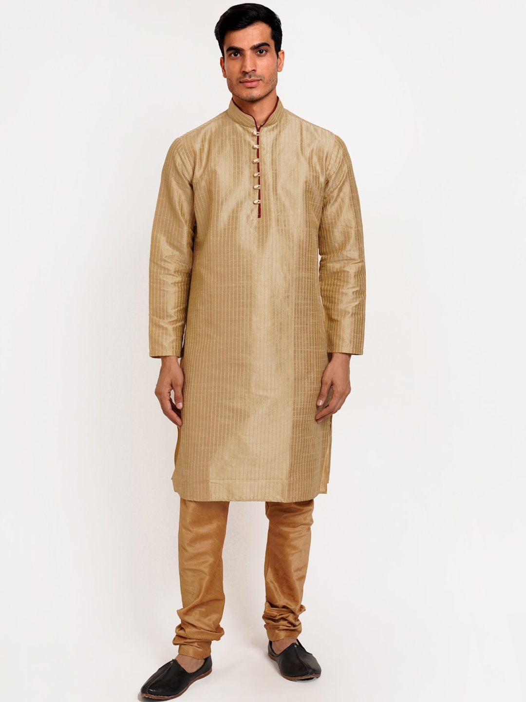 

SG LEMAN Men Beige Regular Raw Silk Kurta with Pyjamas