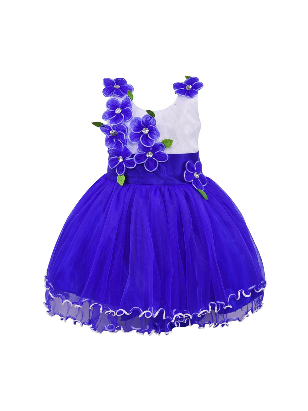 

Wish Karo Girls Blue & White Layered Net Dress