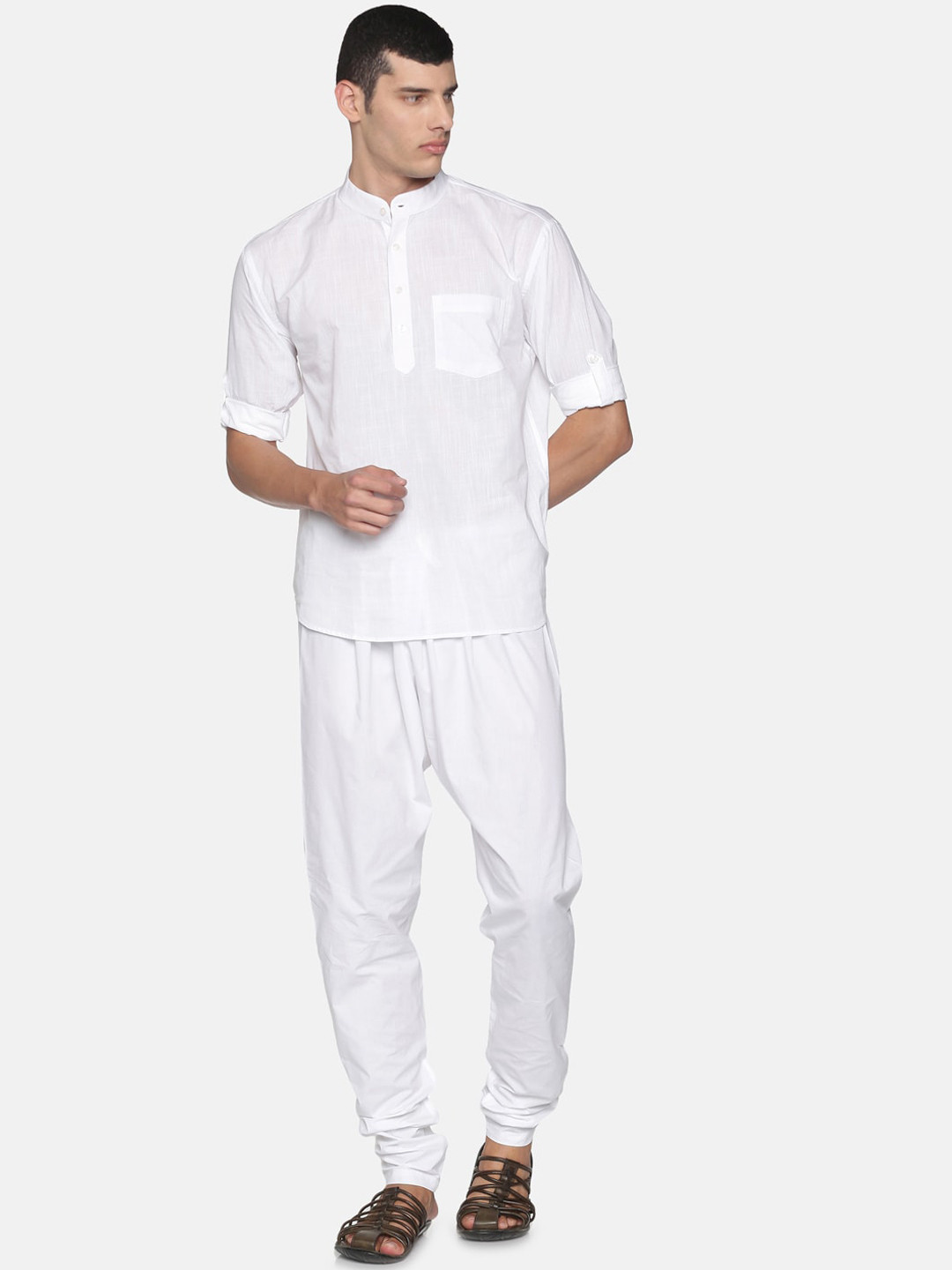 

Sethukrishna Men White Regular Pure Cotton Kurta with Pyjamas