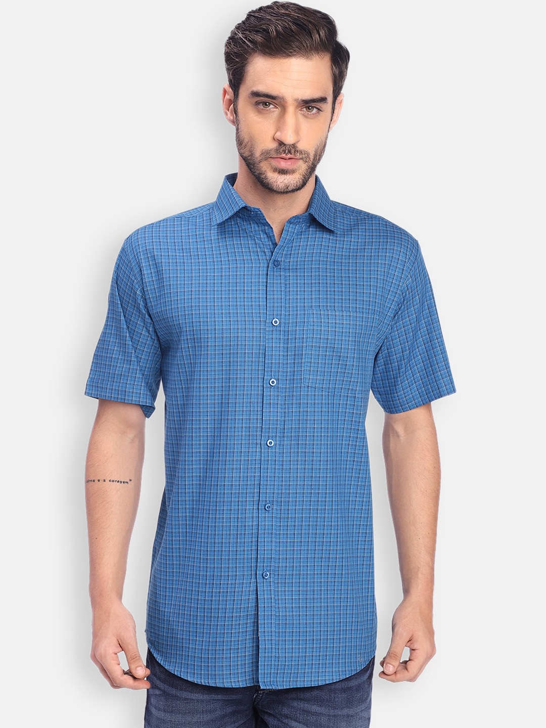 

Zeal Men Blue Standard Opaque Checked Casual Shirt