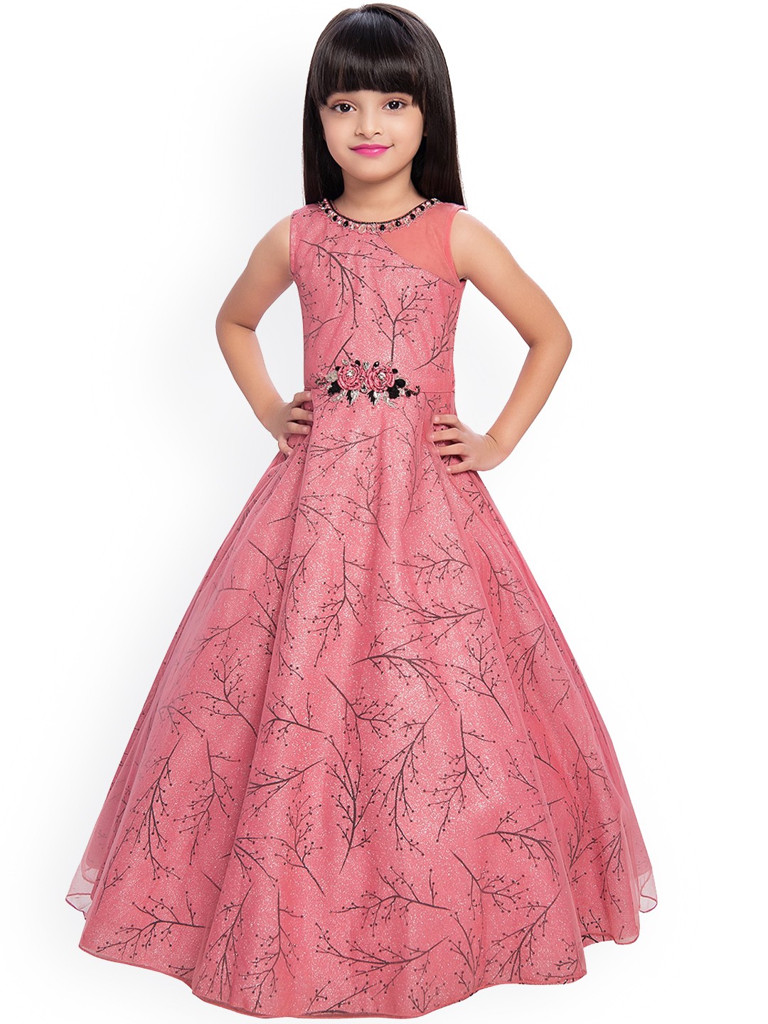 

BETTY Pink Jacquard Maxi Dress