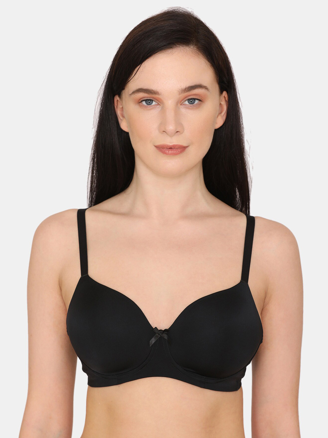

Zivame Black Solid Non Wired Medium Coverage T-shirt Bra