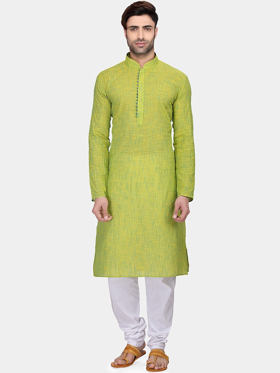 

RG DESIGNERS Men Green Regular Kurta with Pyjamas