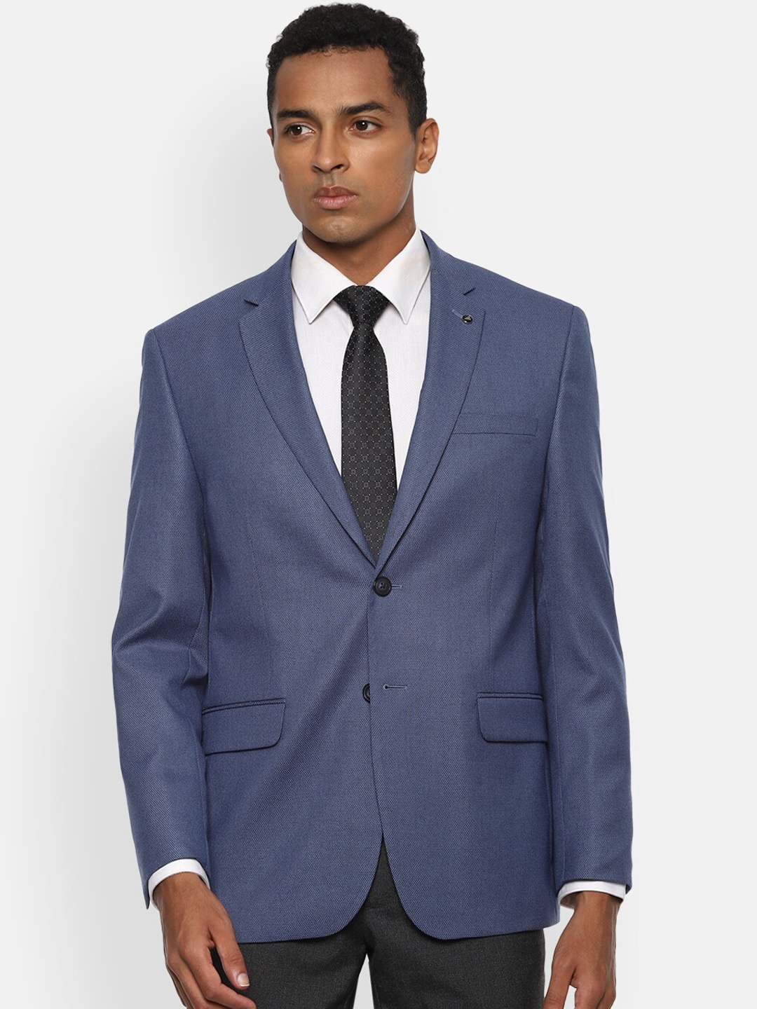 

Van Heusen Men Blue Solid Single-Breasted Slim-Fit Blazer