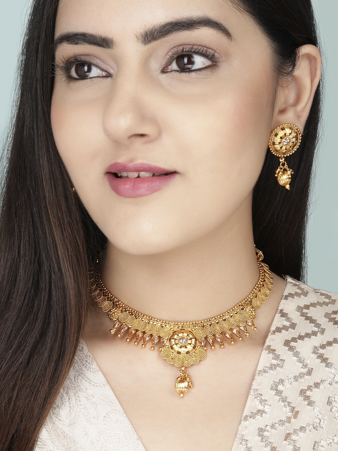 

Anouk Women Gold plated Stone Studded Jewellery Set