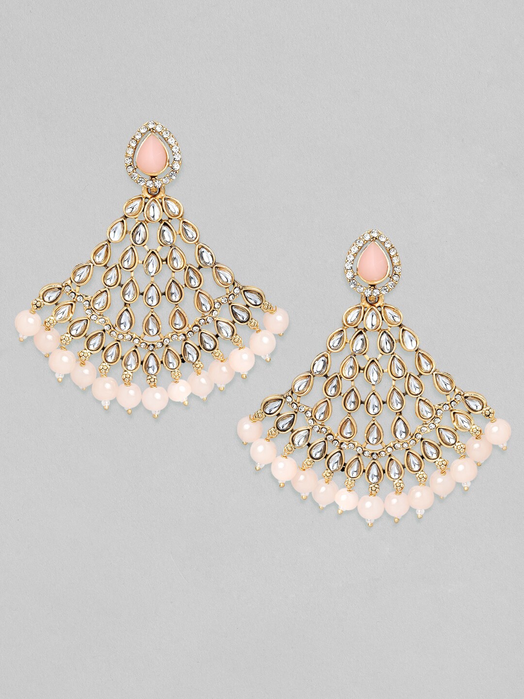 

Anouk Gold-Plated Pink Kundan Chandbali Earrings