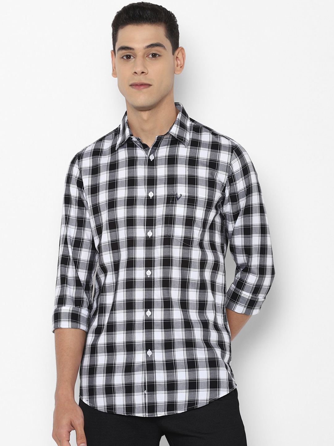 

Allen Solly Men Black Slim Fit Tartan Checks Opaque Checked Casual Shirt