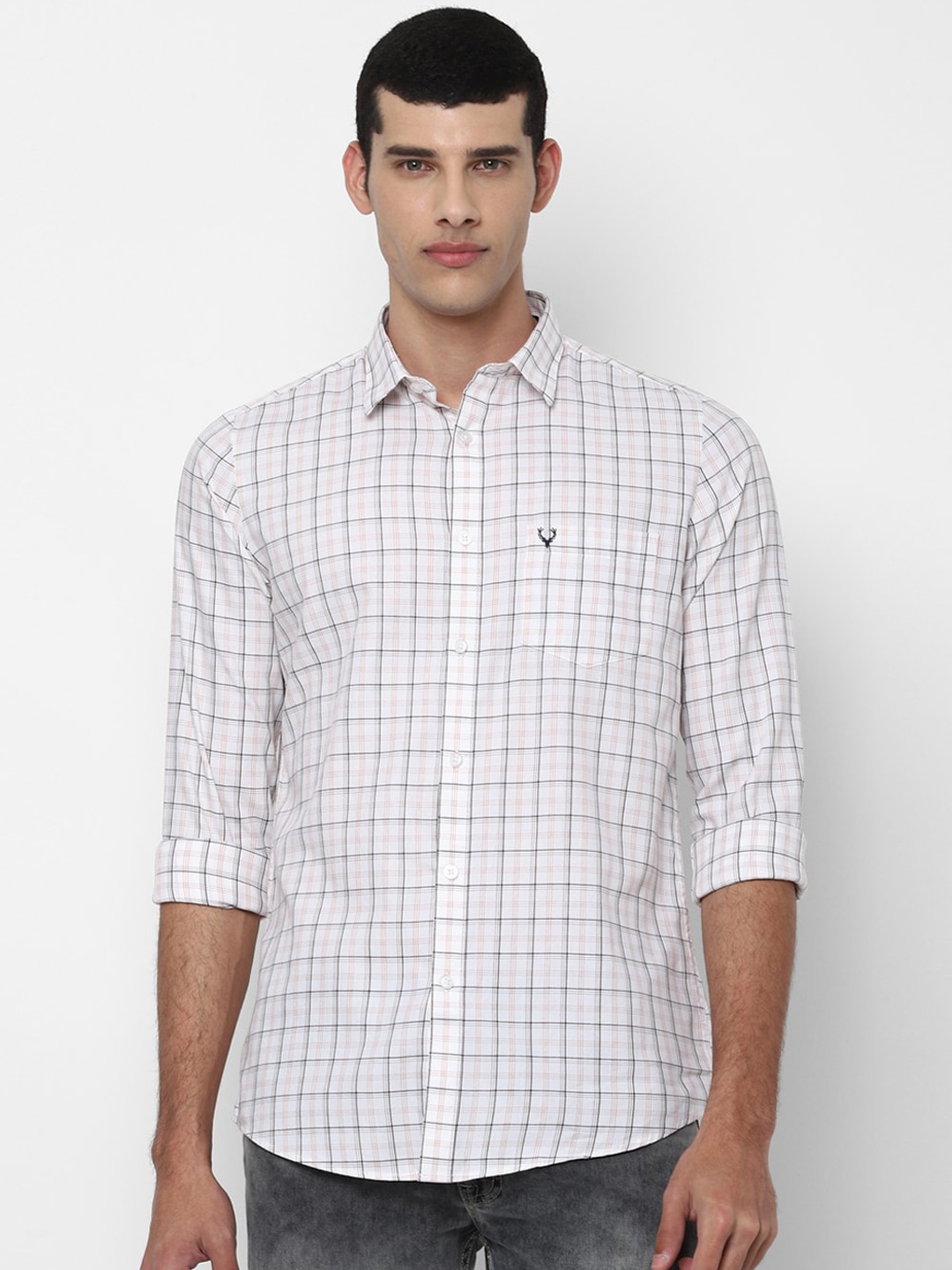 

Allen Solly Men White Slim Fit Grid Tattersall Checks Opaque Checked Casual Shirt