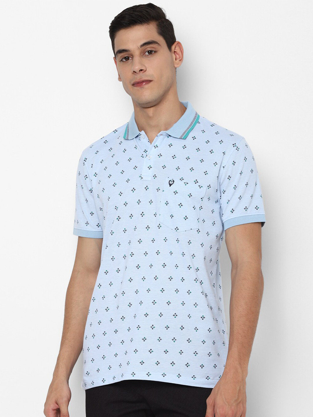 

Allen Solly Men Blue Printed Polo Collar T-shirt