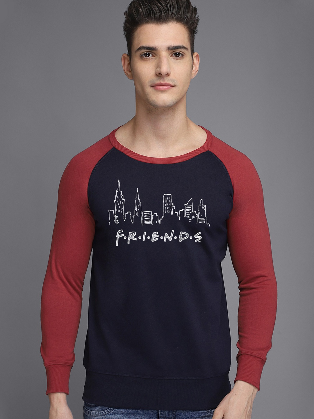 

Free Authority Men Blue & Maroon Friends Typography Printed Sweatshirt