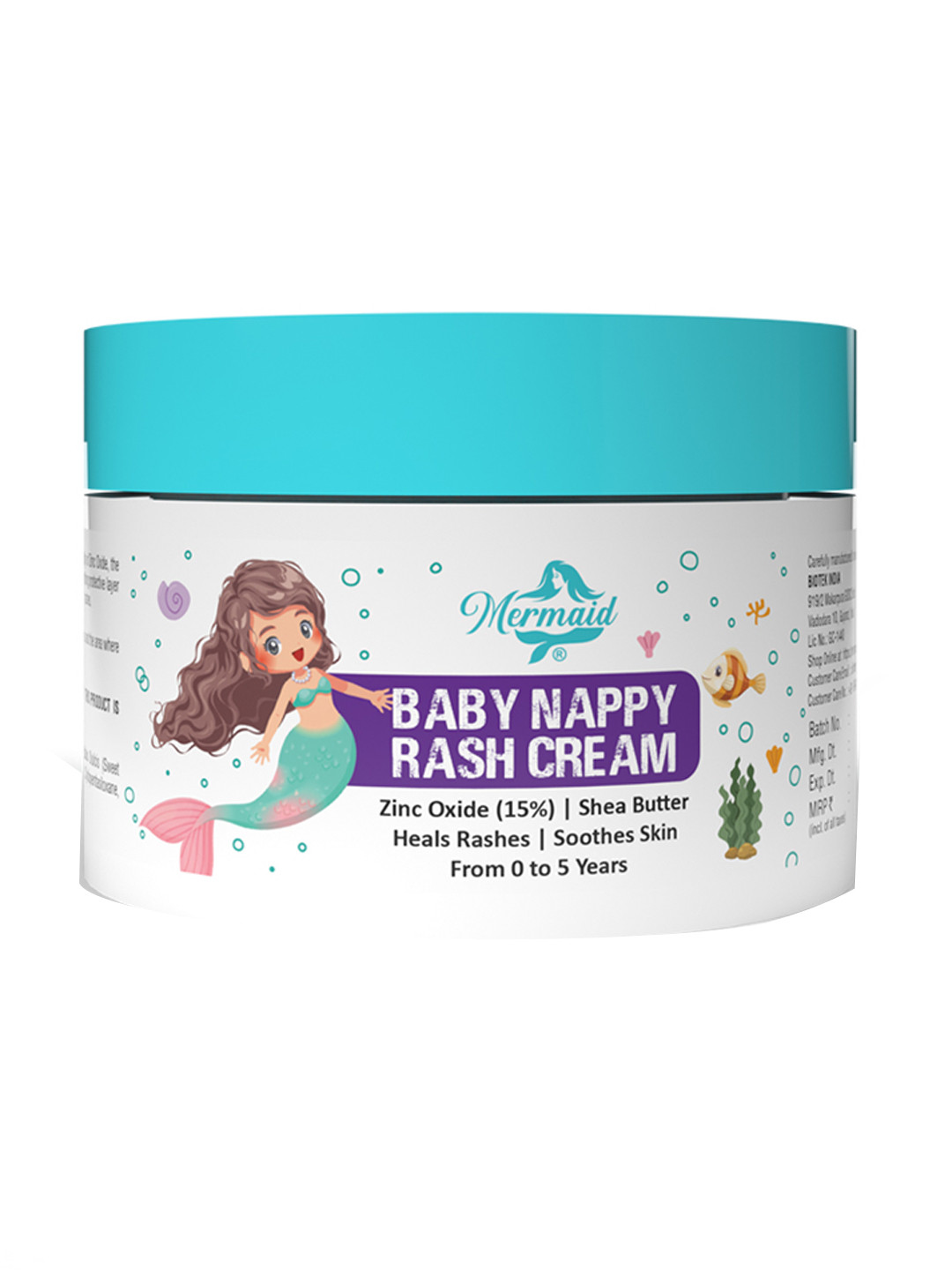 

Mermaid Blue Nappy Rash Cream with Shea butter & Zinc Oxide 50 g, White