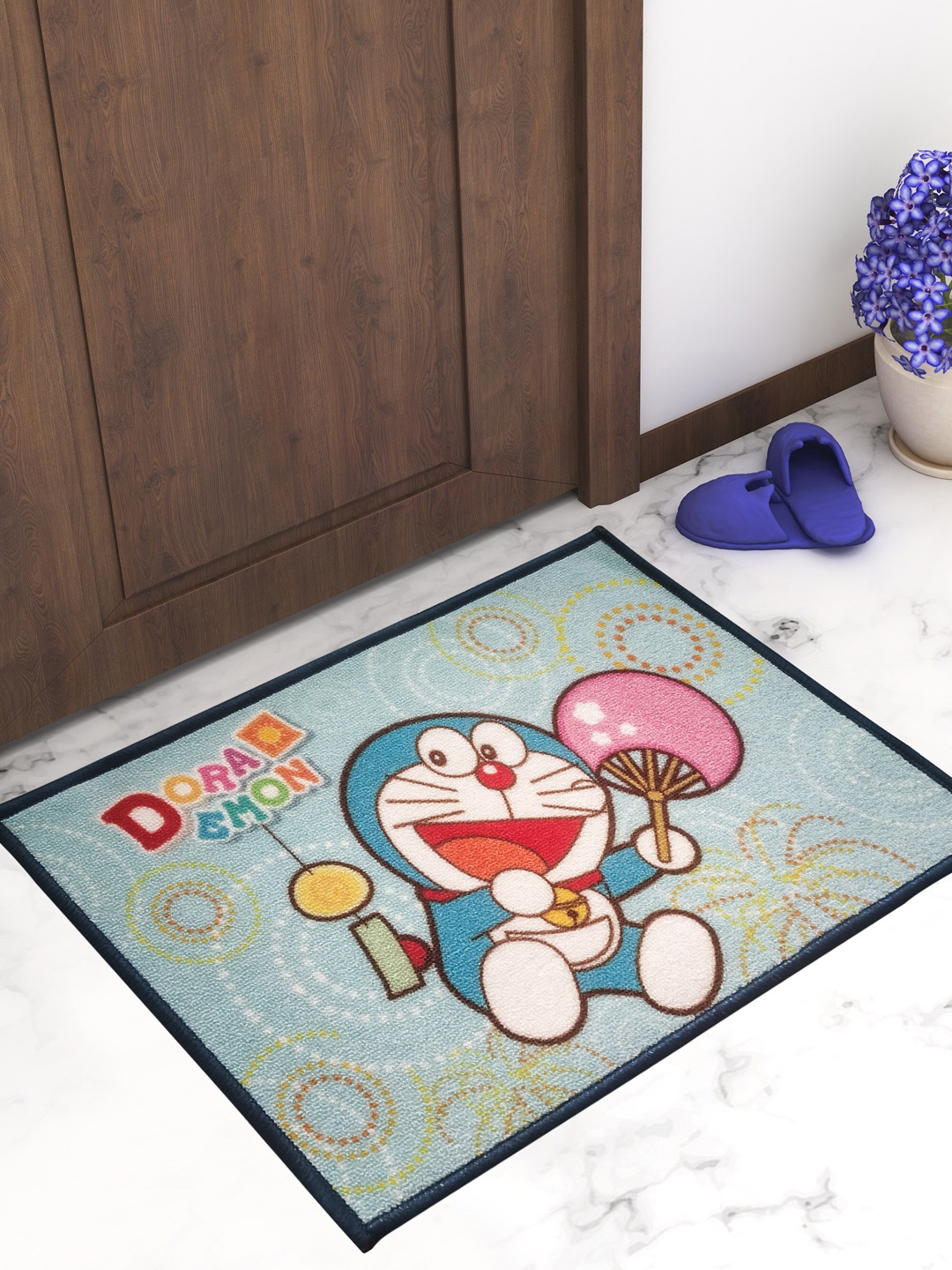 

Athom Trendz Blue & White Doraemon Print Anti Skid Doormats