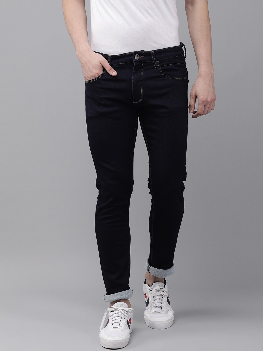 

BEAT LONDON by PEPE JEANS Men Navy Blue Solid Stretchable Jeans