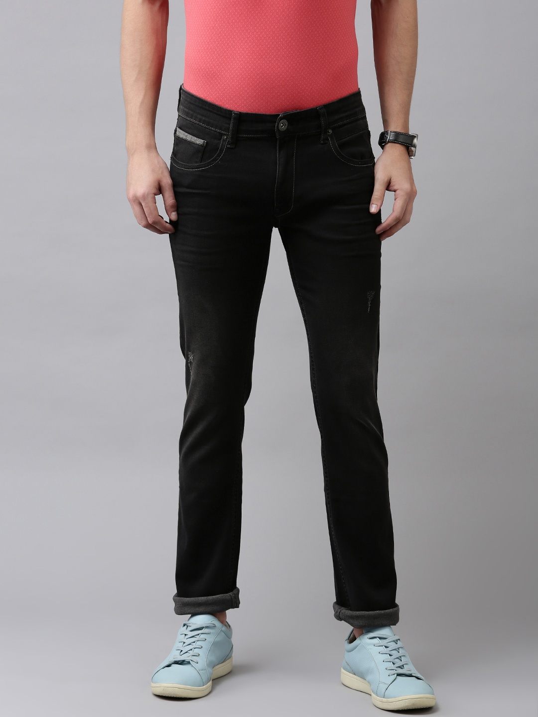 

BEAT LONDON by PEPE JEANS Men Black Solid Slim Fit Light Fade Stretchable Jeans