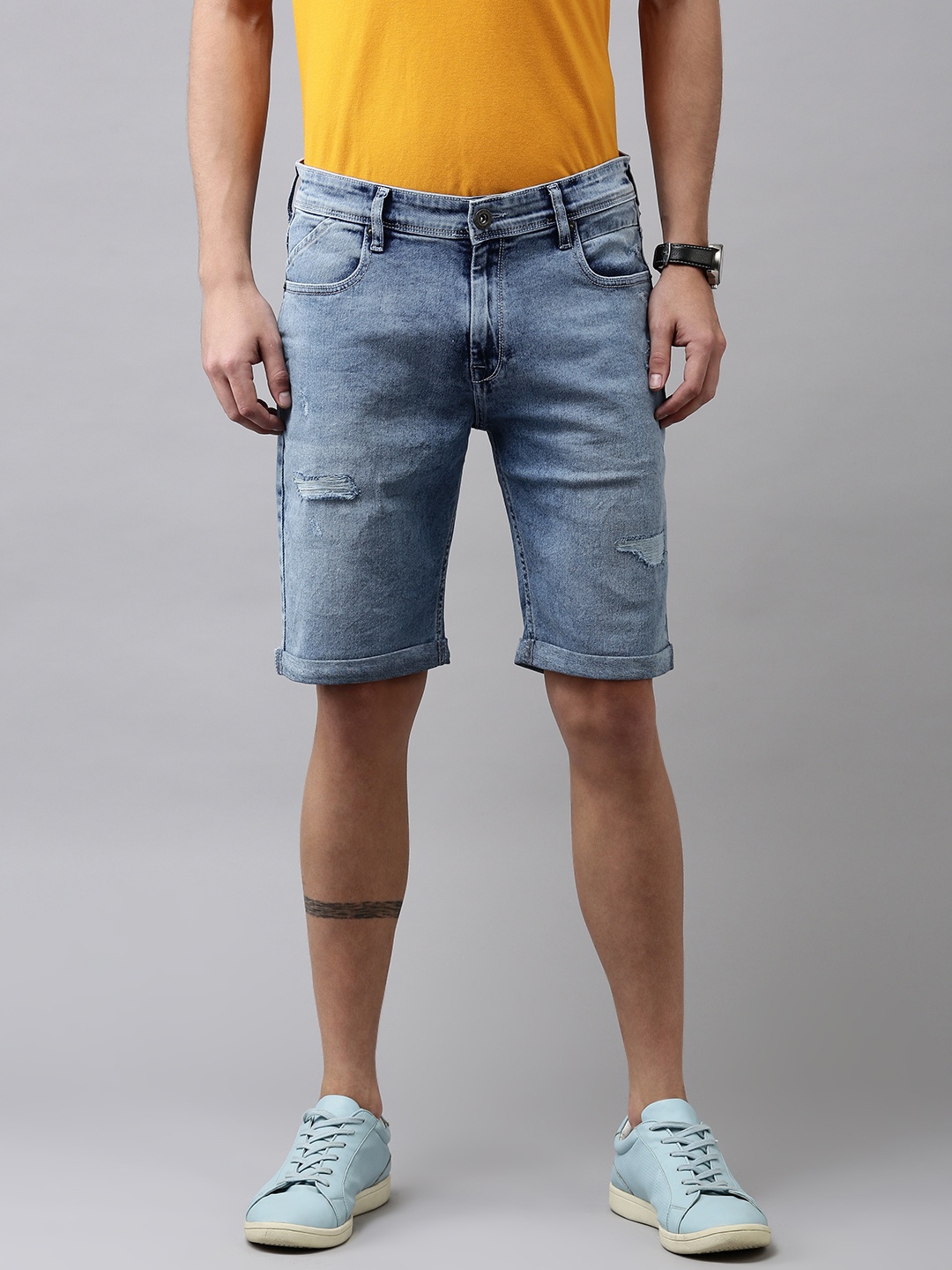 

BEAT LONDON by PEPE JEANS Men Blue Slim Fit Low-Rise Mildly Distressed Light Fade Stretchable Jeans