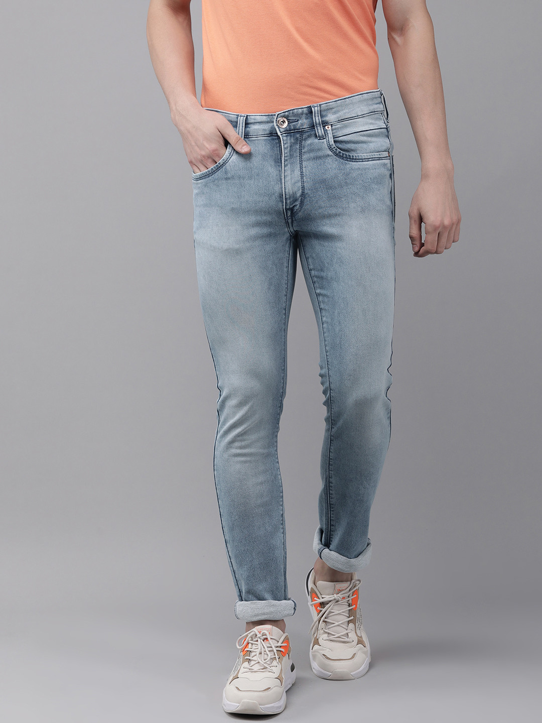 

BEAT LONDON by PEPE JEANS Men Blue Marshawn Vapour Low-Rise Light Fade Stretchable Jeans