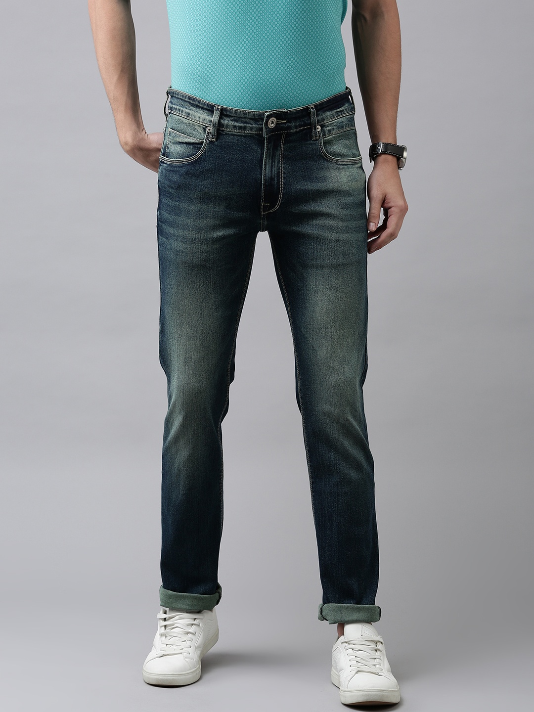 

BEAT LONDON by PEPE JEANS Men Blue Vapour Slim Fit Heavy Fade Stretchable Jeans
