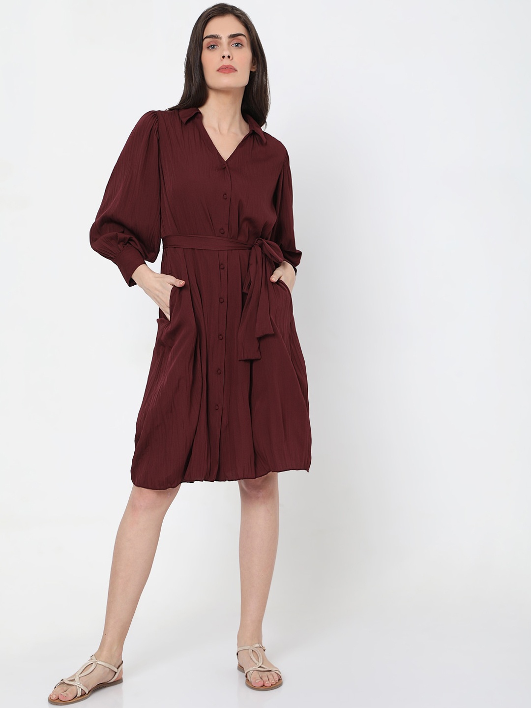 

Vero Moda Maroon Shirt Dress