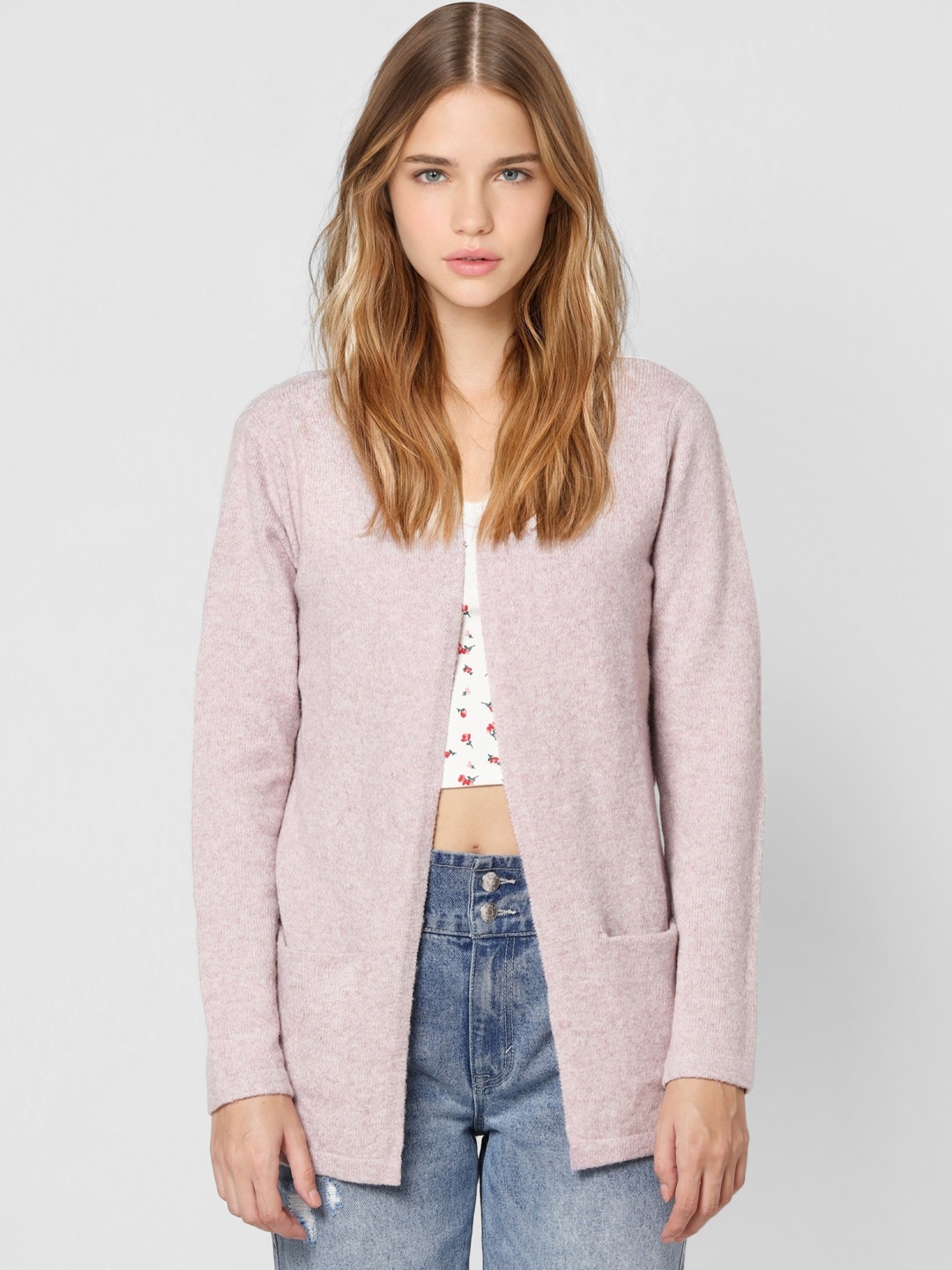 

ONLY Women Pink Front-Open