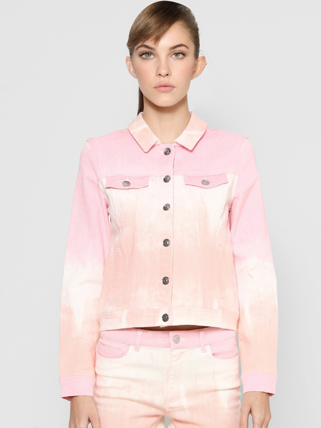 

ONLY Women Pink Tie & Die Casual Shirt
