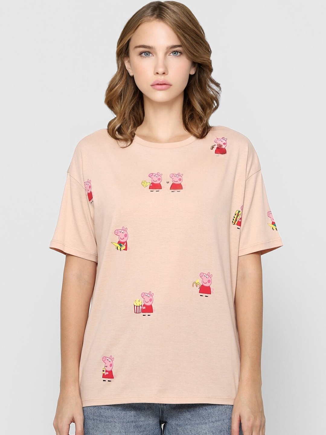 

ONLY Women Peach Printed T-shirt