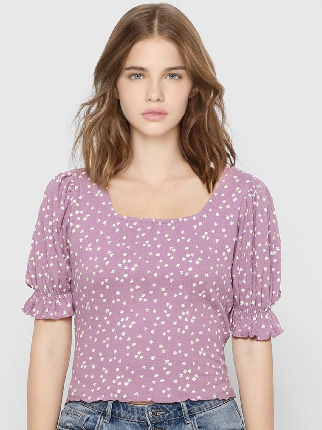 

ONLY Purple Puff Sleeves Regular Top