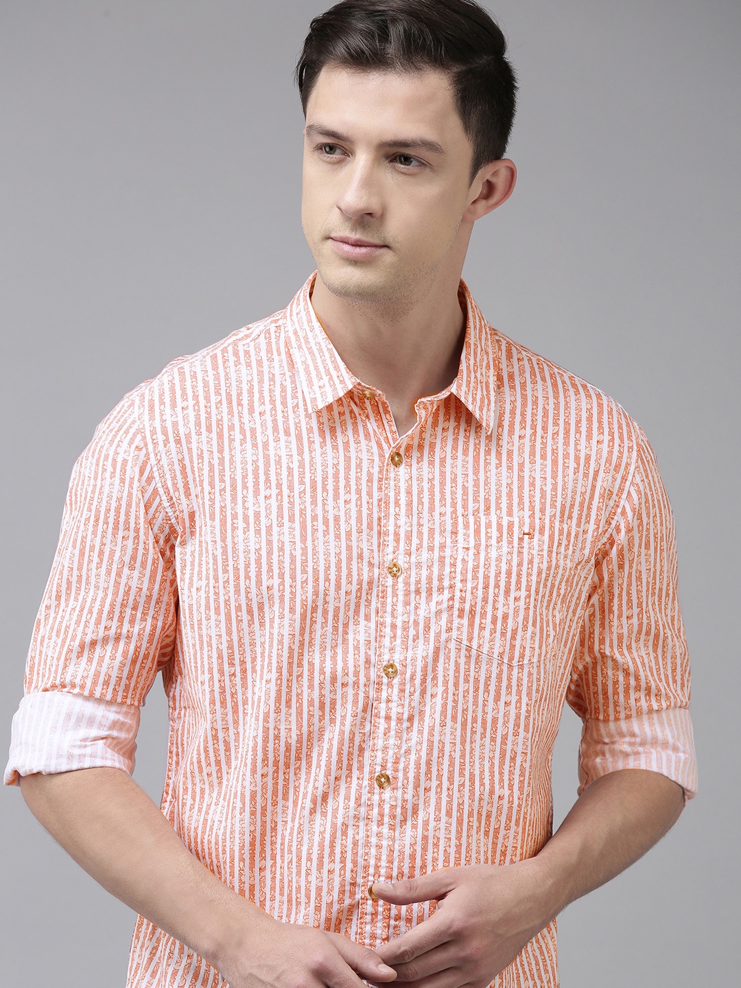 

BEAT LONDON by PEPE JEANS Men Coral Slim Fit Pure Cotton Printed Casual Shirt