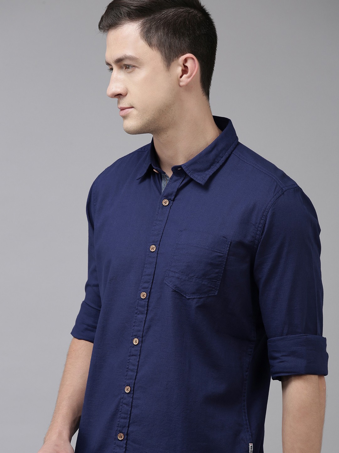 

BEAT LONDON by PEPE JEANS Men Blue Slim Fit Pure Cotton Casual Shirt