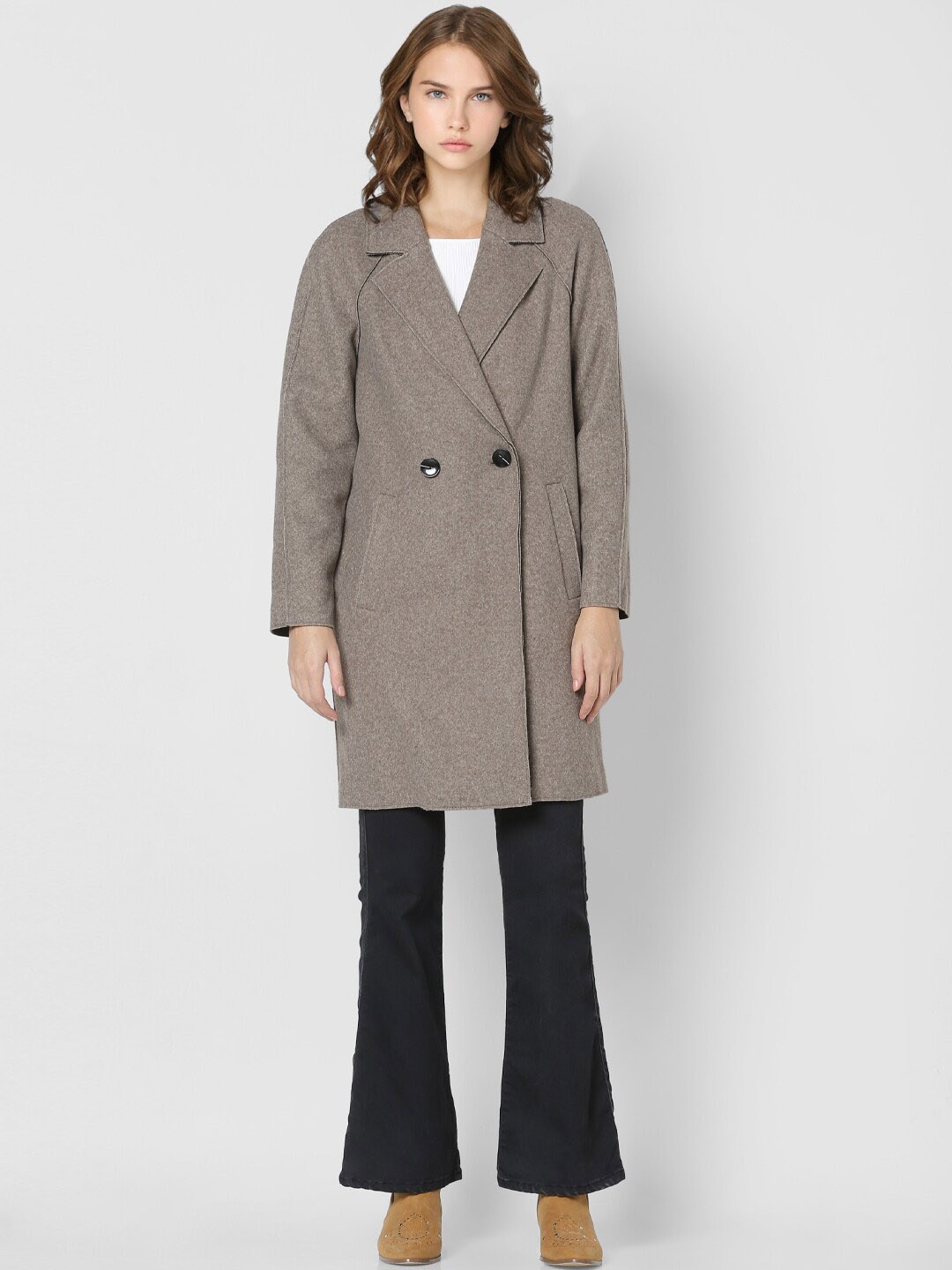

ONLY Women Brown Solid Longline Trench Coat