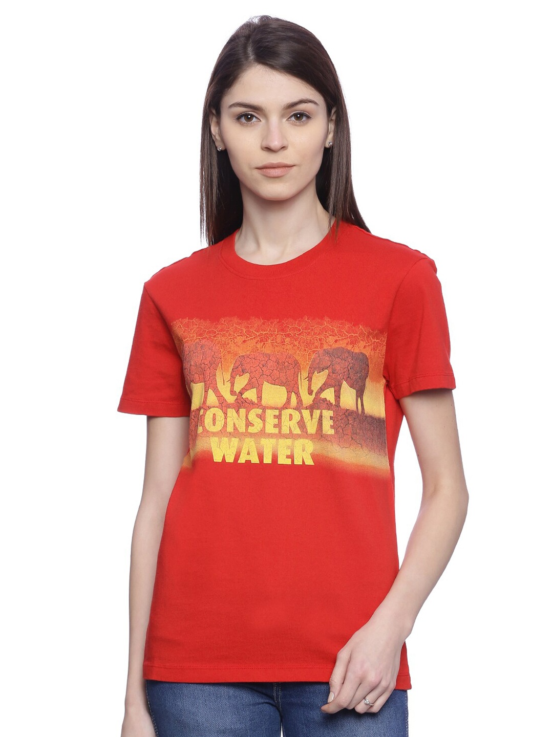 

Wolfpack Women Red Printed T-shirt