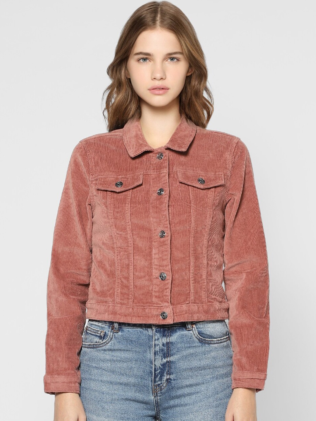 

ONLY Women Pink Floral Denim Jacket