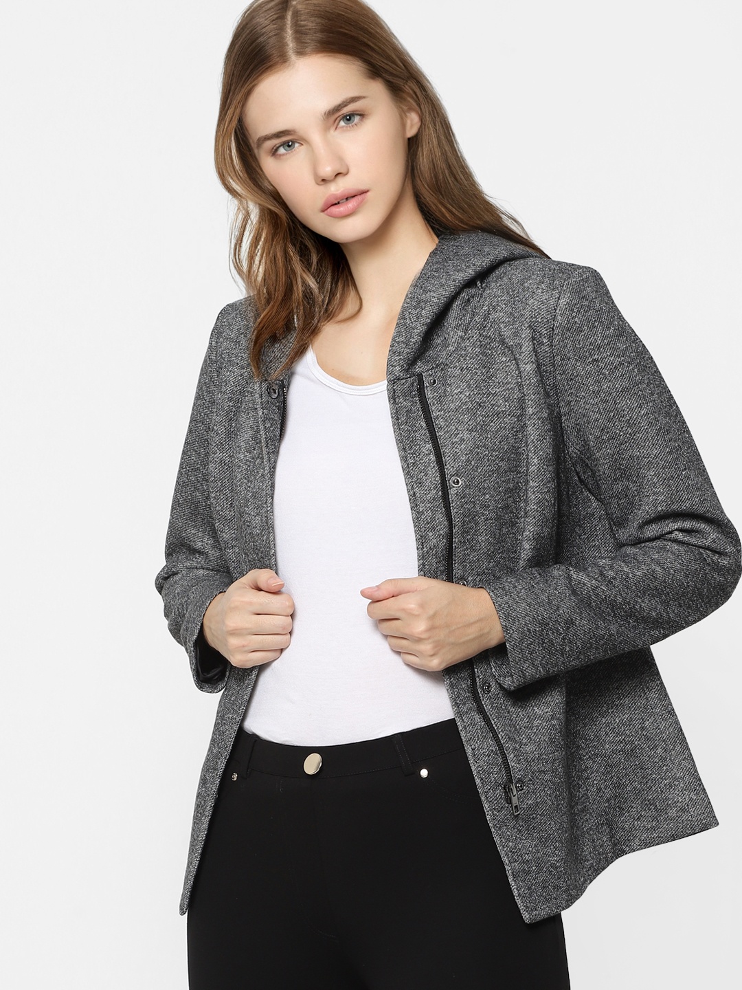 

ONLY Women Charcoal Grey Solid Tailored Jacket